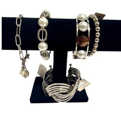 10 Pcs Pomina Silver & Pearl Jewelry Bundle – Necklaces, Earrings, Bracelets - Thumbnail 3