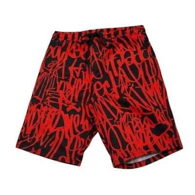 Large Fresh Prince of Bel-Air Red Black Graffiti Streetwear Men’s Shorts NWT - Image 1