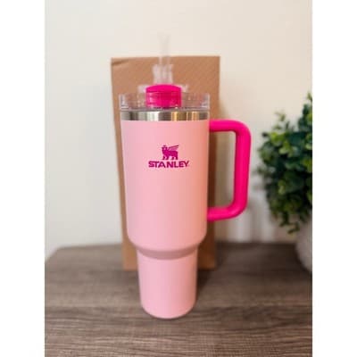 Stanley 40oz Flamingo Pink Tumbler Stainless Steel H2.0 FlowState Quencher - Thumbnail 2