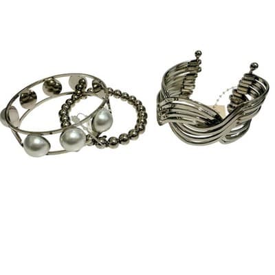 10 Pcs Pomina Silver & Pearl Jewelry Bundle – Necklaces, Earrings, Bracelets - Thumbnail 4