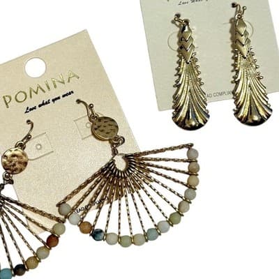 6 Pieces - Curated Pomina Jewelry Bundle – Necklace, Earrings & Bracelets - NEW - Thumbnail 3