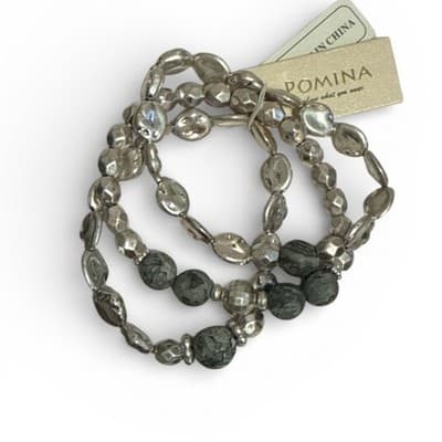 3 Pc Set Pomina Marbled Picasso Jasper Stones – Necklace, Earrings & Bracelet - Thumbnail 4