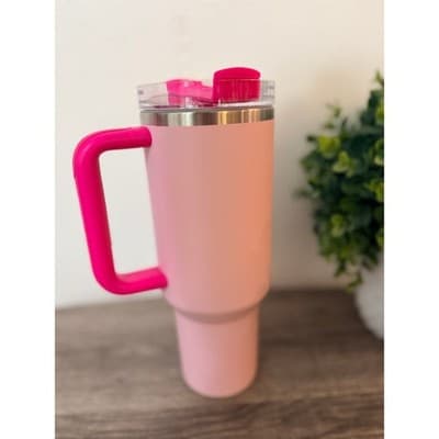 Stanley 40oz Flamingo Pink Tumbler Stainless Steel H2.0 FlowState Quencher - Thumbnail 3