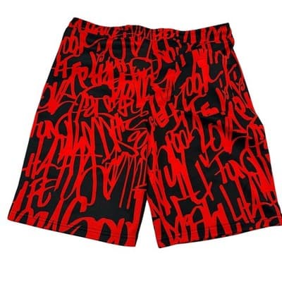 Large Fresh Prince of Bel-Air Red Black Graffiti Streetwear Men’s Shorts NWT - Thumbnail 2