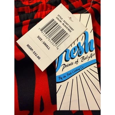 Small Fresh Prince of Bel-Air Red Black Graffiti Streetwear Men’s Shorts NWT - Thumbnail 3