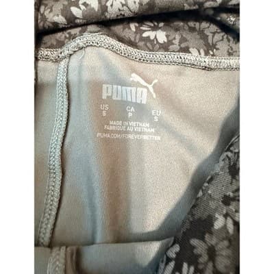 Puma Floral Print Leggings Women Size S Gray Black High Rise Workout Yoga Pants - Thumbnail 3