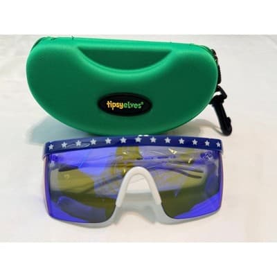 NEW Tipsy Elves USA Flag Shield Sunglasses Blue Mirror Lens w/ Case - Thumbnail 3