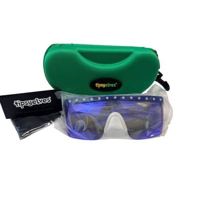 NEW Tipsy Elves USA Flag Shield Sunglasses Blue Mirror Lens w/ Case - Thumbnail 2