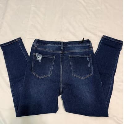 Risen Distressed Skinny Jeans Women Size 11 or 30 Dark Wash High Rise - Thumbnail 2