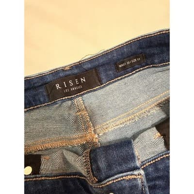 Risen Distressed Skinny Jeans Women Size 11 or 30 Dark Wash High Rise - Thumbnail 3