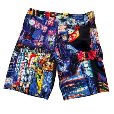 Mens' Size Large Tokyo Neon Night Streetwear Shorts Cyberpunk City Lights - Thumbnail 2