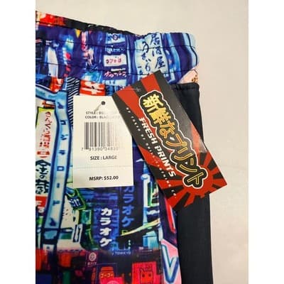 Mens' Size Large Tokyo Neon Night Streetwear Shorts Cyberpunk City Lights - Thumbnail 3