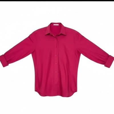 Foxcroft Boyfriend No Iron Pinpoint Long Sleeve Tunic Rose/Dark Pink Size 18 - Thumbnail 2