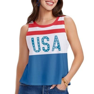 Tipsey Elves "Land That I Love" Cropped Tank Top - Size 2x - Image 1