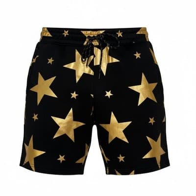 Men’s Size Small Black Gold Star Shorts Luxury Streetwear Designer Style - Image 1