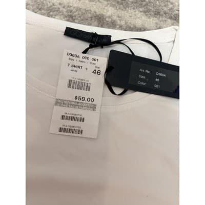 Cotton White Long Sleeve Tees by Italian Designer Size 46 (US 14/XL) NWT - Thumbnail 2