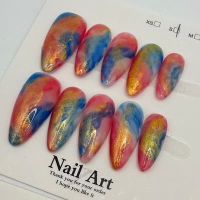 Press-On Nail Bundle – 6 Unique Sets | Handmade & Reusable - Size Small - Thumbnail 6