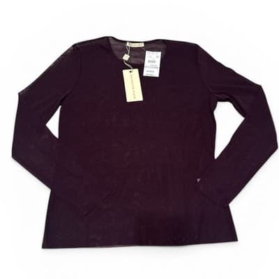 Maria Bellentani Dark Purple Sheer Mesh Top NWT Size ITA 46 US XL - Thumbnail 3