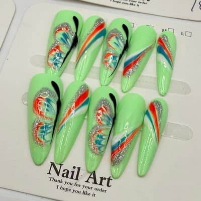 Press-On Nail Bundle – 6 Unique Sets | Handmade & Reusable - Size Small - Thumbnail 4
