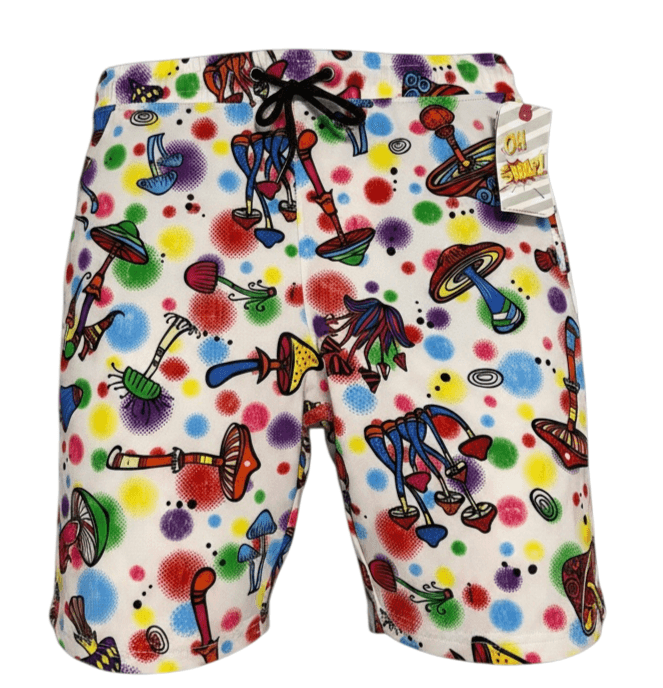 Men’s Trippy Mushroom Shorts Psychedelic Festival Rave Streetwear Summer - Image 1