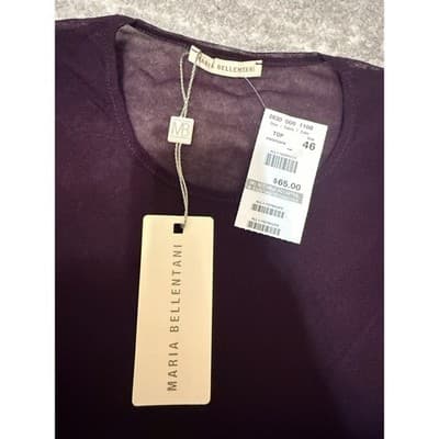 Maria Bellentani Dark Purple Sheer Mesh Top NWT Size ITA 46 US XL - Thumbnail 2
