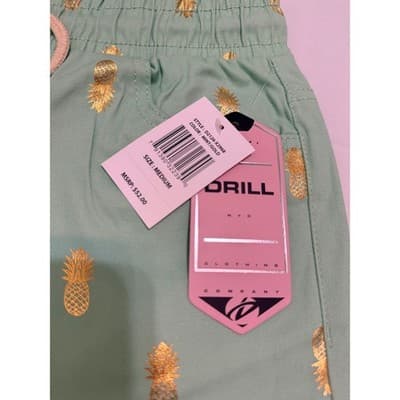 Men’s Medium Cotton Sage Green Gold Pineapple Shorts Resort Beach Summer Vibe - Thumbnail 4