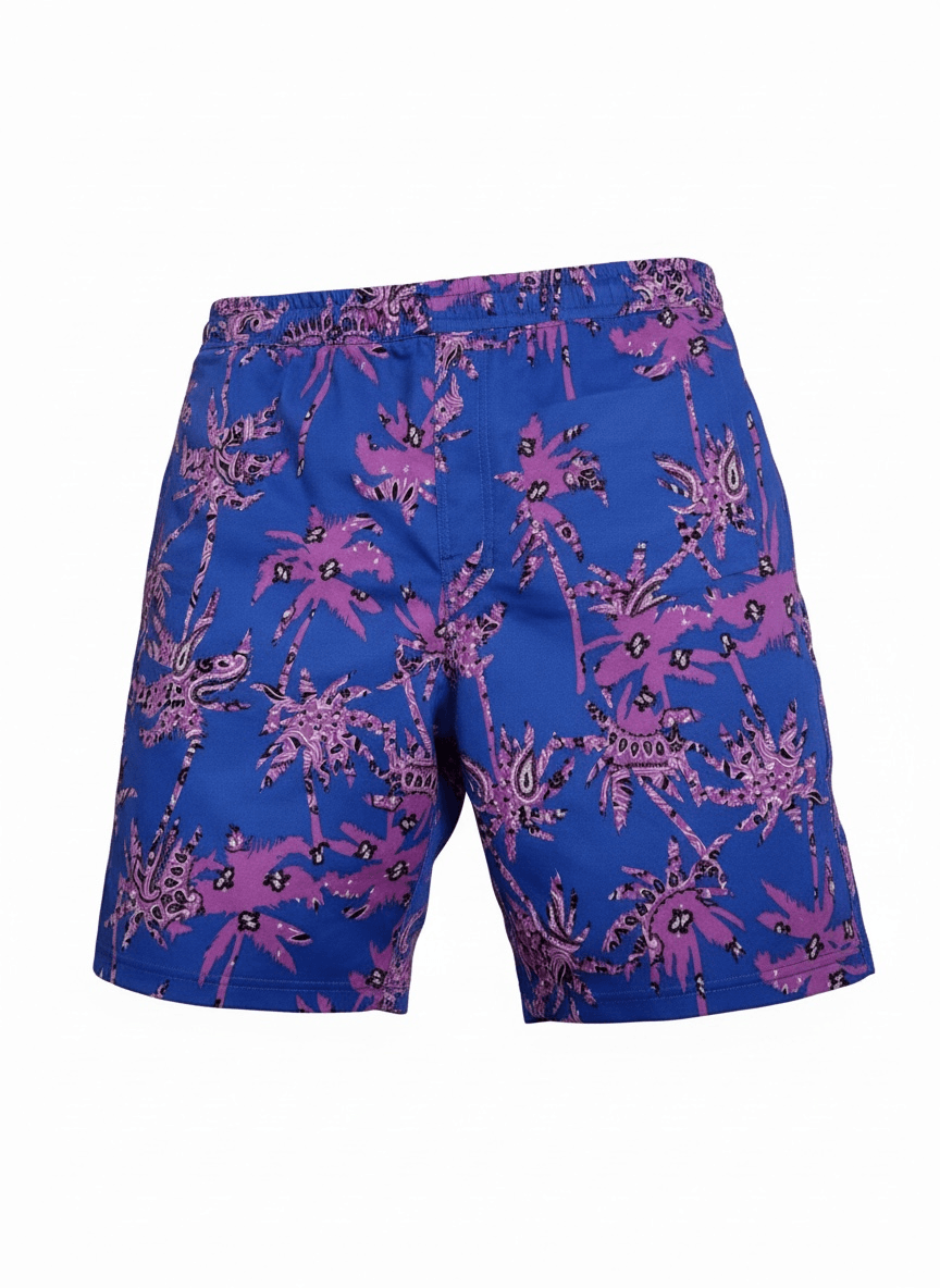 Men’s Purple Paisley Tropical Shorts Streetwear Summer Vibe Size Large - Thumbnail 2