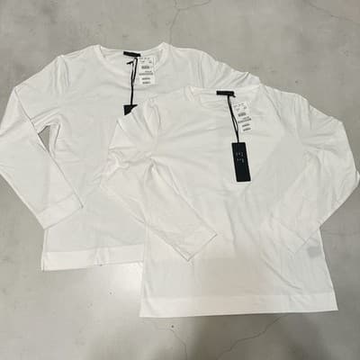 Bundle of Two Italian Cotton White Long Sleeve Tees Size 42 (US 6/Medium) NWT - Thumbnail 2