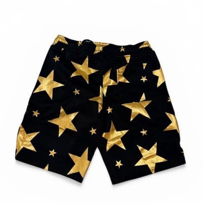 Men’s Size Small Black Gold Star Shorts Luxury Streetwear Designer Style - Thumbnail 2