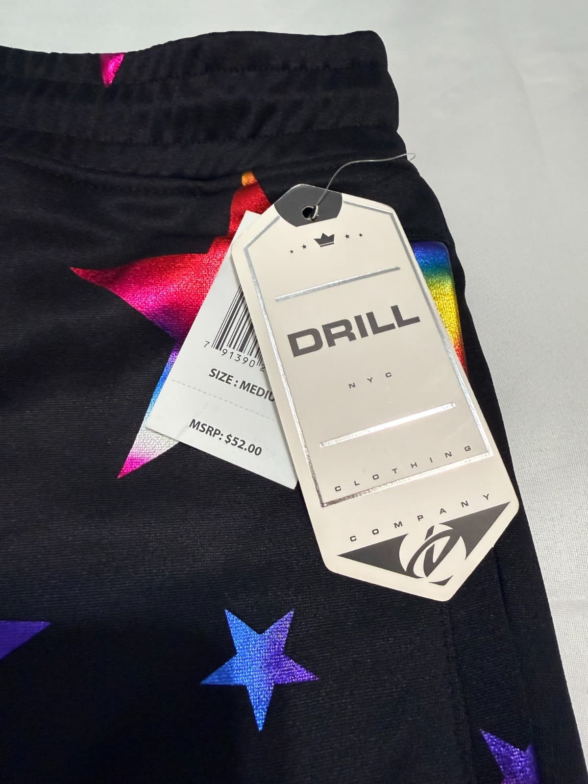 Men’s Multicolor Star Shorts Black Holographic Streetwear Festival Summer - Thumbnail 3