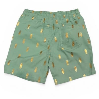 Men’s Medium Cotton Sage Green Gold Pineapple Shorts Resort Beach Summer Vibe - Thumbnail 3