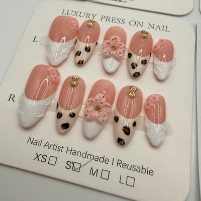 Press-On Nail Bundle – 6 Unique Sets | Handmade & Reusable - Size Small - Thumbnail 2