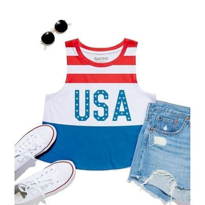 Tipsey Elves "Land That I Love" Cropped Tank Top - Size 2x - Thumbnail 3