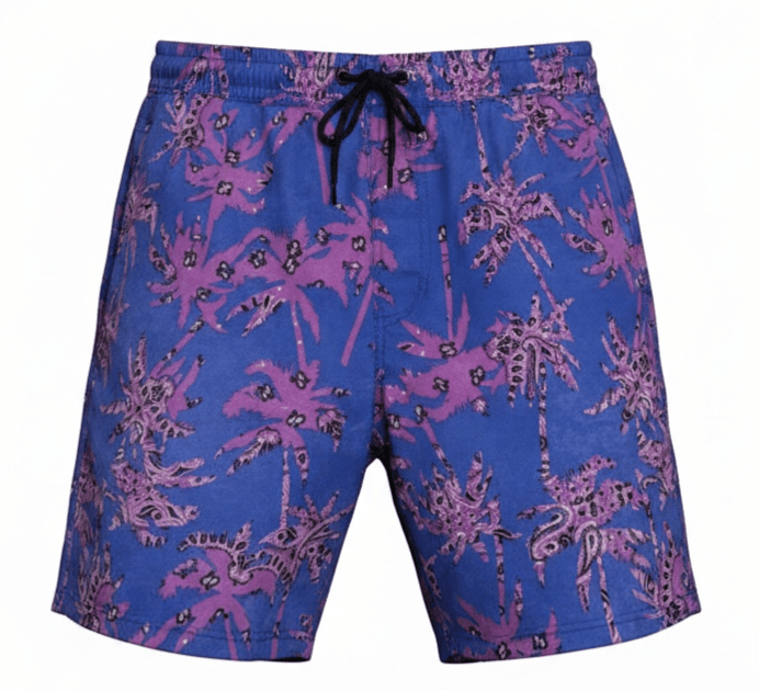 Men’s Purple Paisley Tropical Shorts Streetwear Summer Vibe Size Large - Image 1