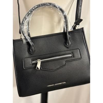 French Connection Black Top Handle Crossbody Bag with FREE Wristlet Set - Thumbnail 4