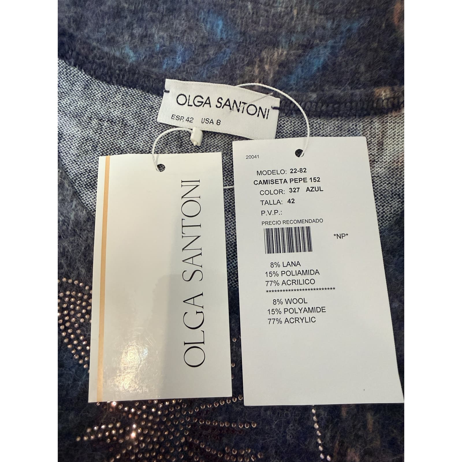 Olga Santoni Abstract Print Knit Top Size 42 / US 8 NWT Artistic Boho Chic Shirt - Thumbnail 4