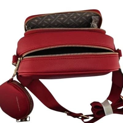Christian Lacroix Red Pebble Camera Bag Detachable Mini Zip Pouch NWT - Thumbnail 2