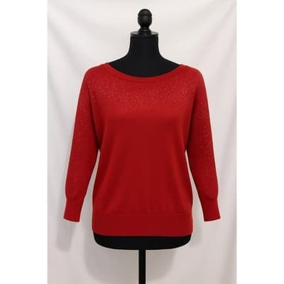 7th Avenue (NY & Company) Red Sparkle Dolman Sweater – Size M - Image 1