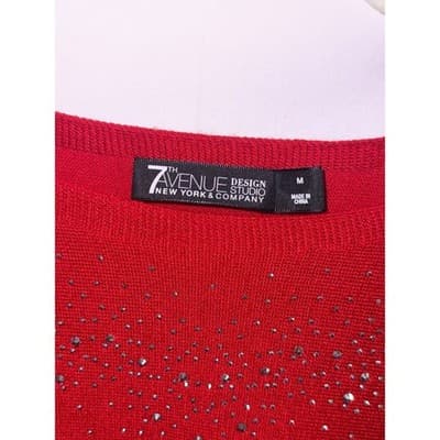 7th Avenue (NY & Company) Red Sparkle Dolman Sweater – Size M - Thumbnail 2