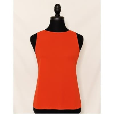 Express Bright Orange V-Neck Front Keyhole Sleeveless Blouse Tank Top - Thumbnail 2