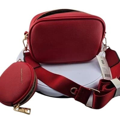 Christian Lacroix Red Pebble Camera Bag Detachable Mini Zip Pouch NWT - Thumbnail 3
