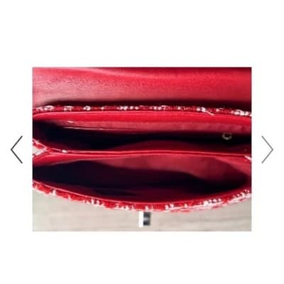 NWT Badgley Mischka Red Tweed Messenger Bag with Silver Cain - Thumbnail 3