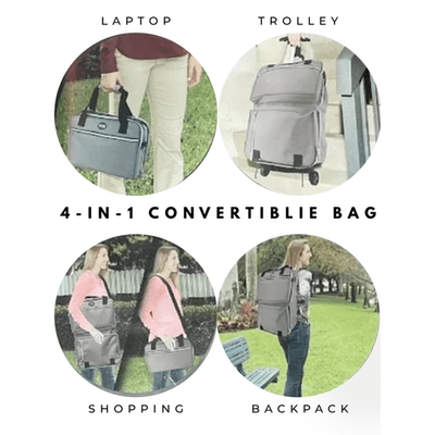 Brown Kuni Multi-Function Laptop Bag Trolley Backpack Travel Shopping Bag - NWT - Image 1