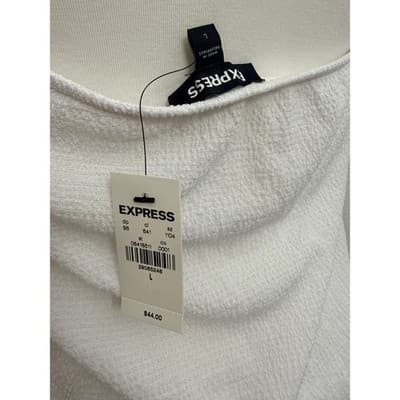 Express White Ruffle Halter Top Sleeveless Wrap Blouse Textured Size Large NWT - Thumbnail 4