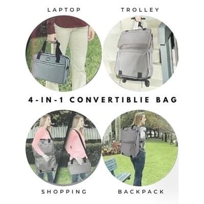Gray Kuni Multi-Function Laptop Bag Trolley Backpack Travel Shopping Bag - NWT - Image 1