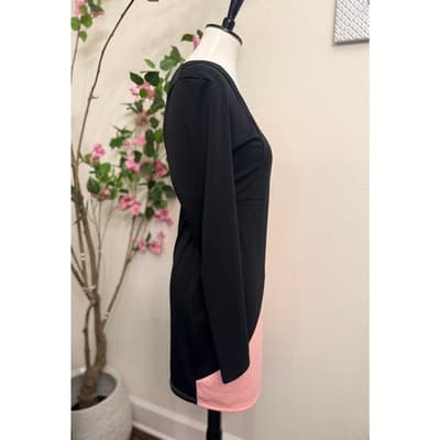 Colorblock One Shoulder Mini Dress Pink Black Asymmetrical Bodycon Party L - Thumbnail 4
