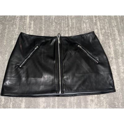 WeWoreWhat Faux Leather Micro Miniskirt Black - Size Medium - New with Tags - Thumbnail 2