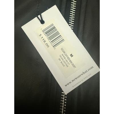 WeWoreWhat Faux Leather Micro Miniskirt Black - Size Medium - New with Tags - Thumbnail 4