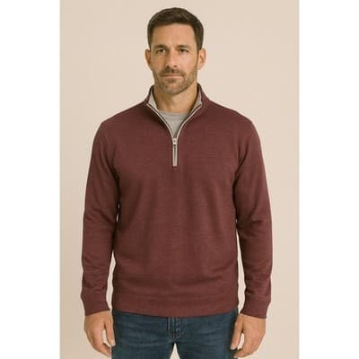 Medium Men's AHEAD USA 1/4-Zip Fleece Pullover Heather Wine Color - Image 1