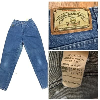 Vintage Armani Jeans Italy High Rise Tapered Denim Mom Jeans Size 29 - Image 1